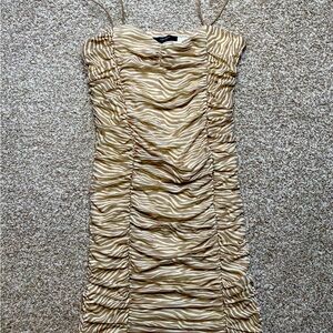 Brown zebra stripe mini dress